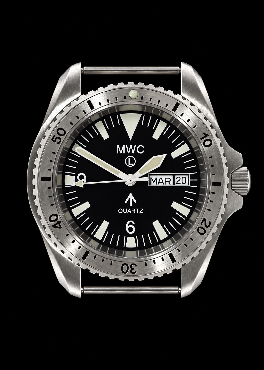 MWC Ltd Edition 1999-2001 Pattern Quartz Day/Date Military Divers Watch with Stainless Steel Case and Sapphire Crystal