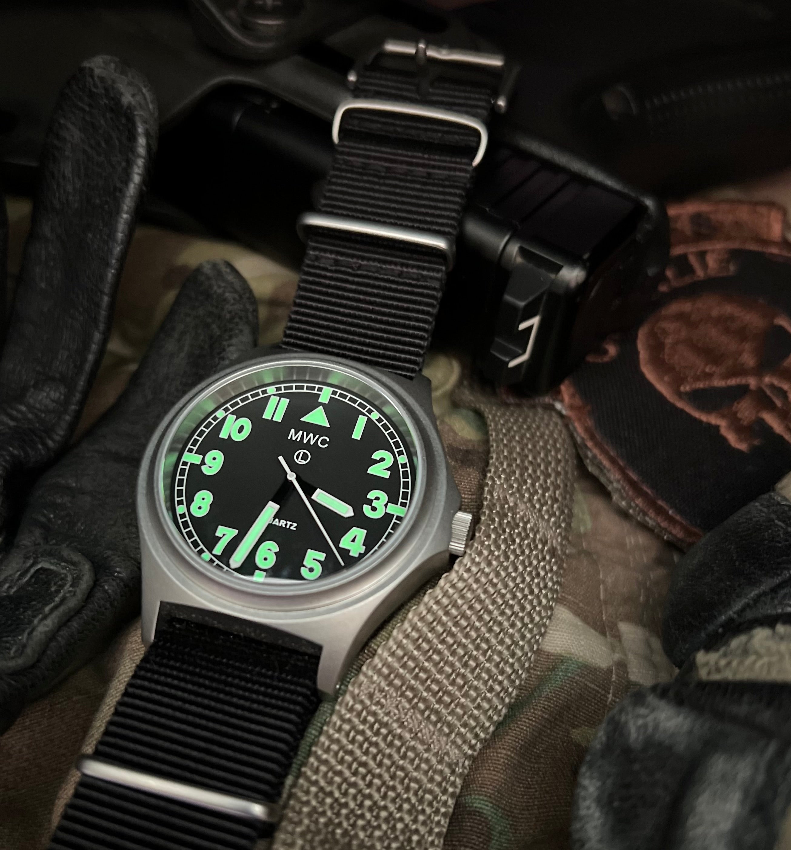 MWC G10 100m / 330ft Water resistant Stainless Steel Military Watch with Sapphire Crystal - NATO Stock Number: NSN 6645-99-472-3228