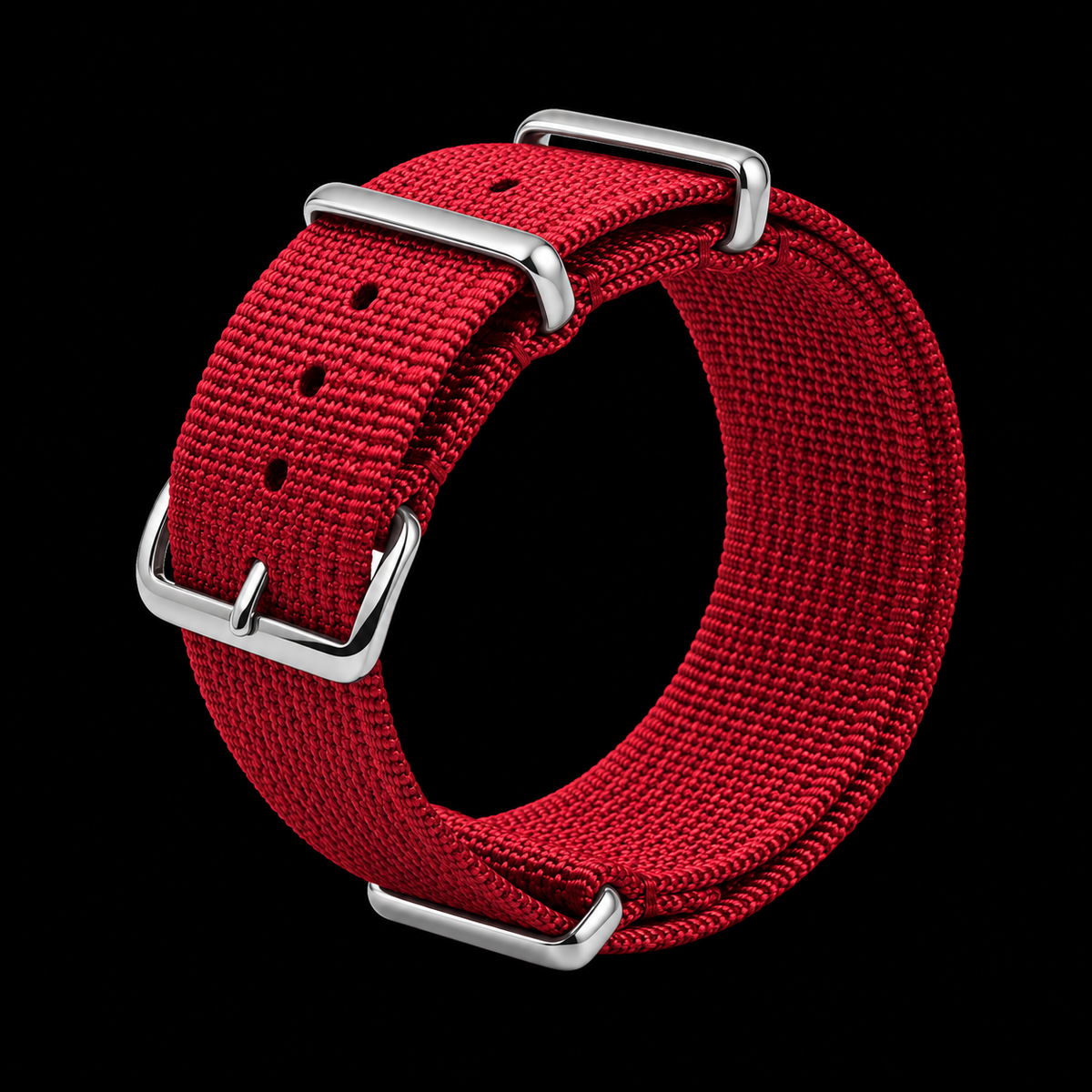 18mm Ribbed Red NATO Military Watch Strap