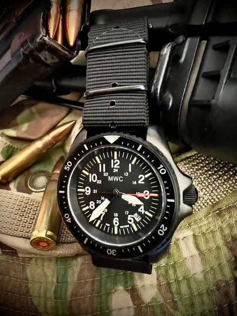 MWC Automatic Black PVD Military Divers Watch - Tritium / GTLS Illumination, Sapphire Crystal and 60 Hour Power Reserve