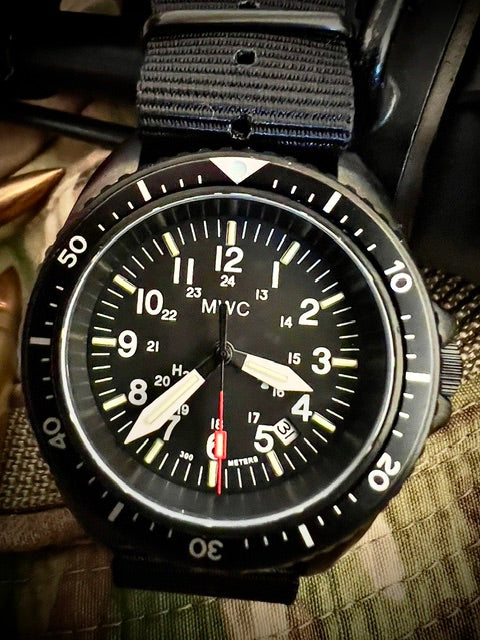 MWC Automatic Black PVD Military Divers Watch - Tritium / GTLS Illumination, Sapphire Crystal and 60 Hour Power Reserve