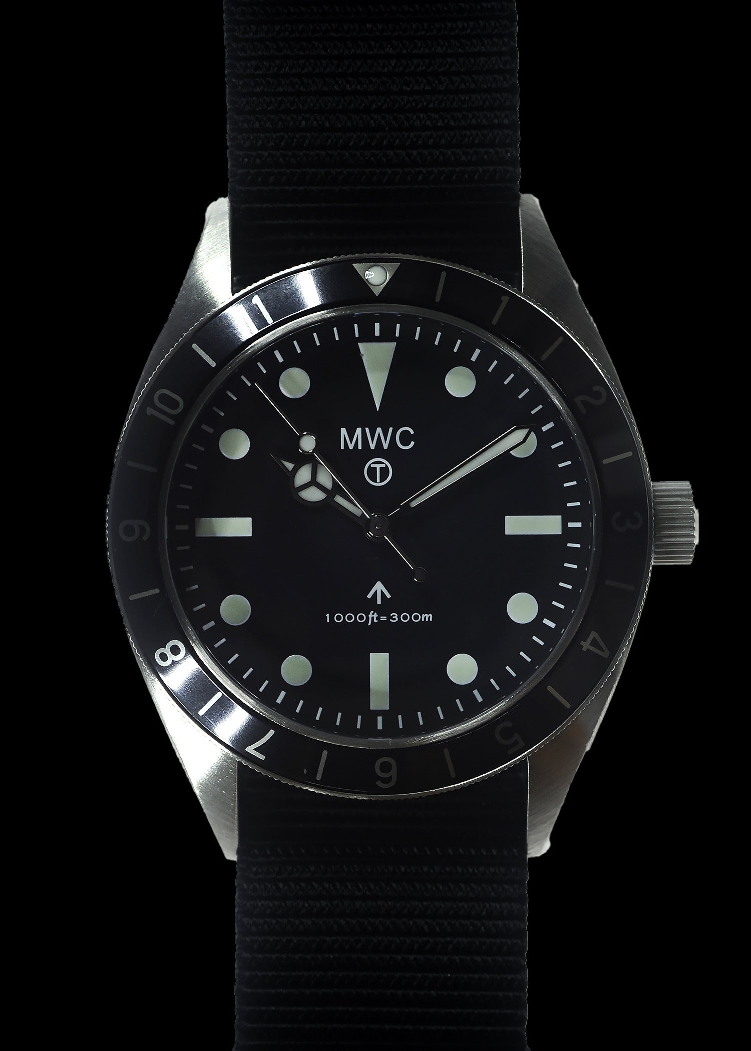 MWC Classic 1960s Pattern Dual Time Zone Divers Watch with Luminova Paint and a Hybrid Mechanical/Quartz Movement