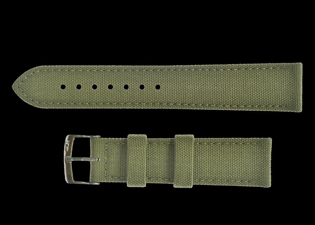 2 Piece Retro Pattern 18mm Canvas Military Watch Strap in Olive Drab - The Ideal Durable Fabric Strap for Military Watches