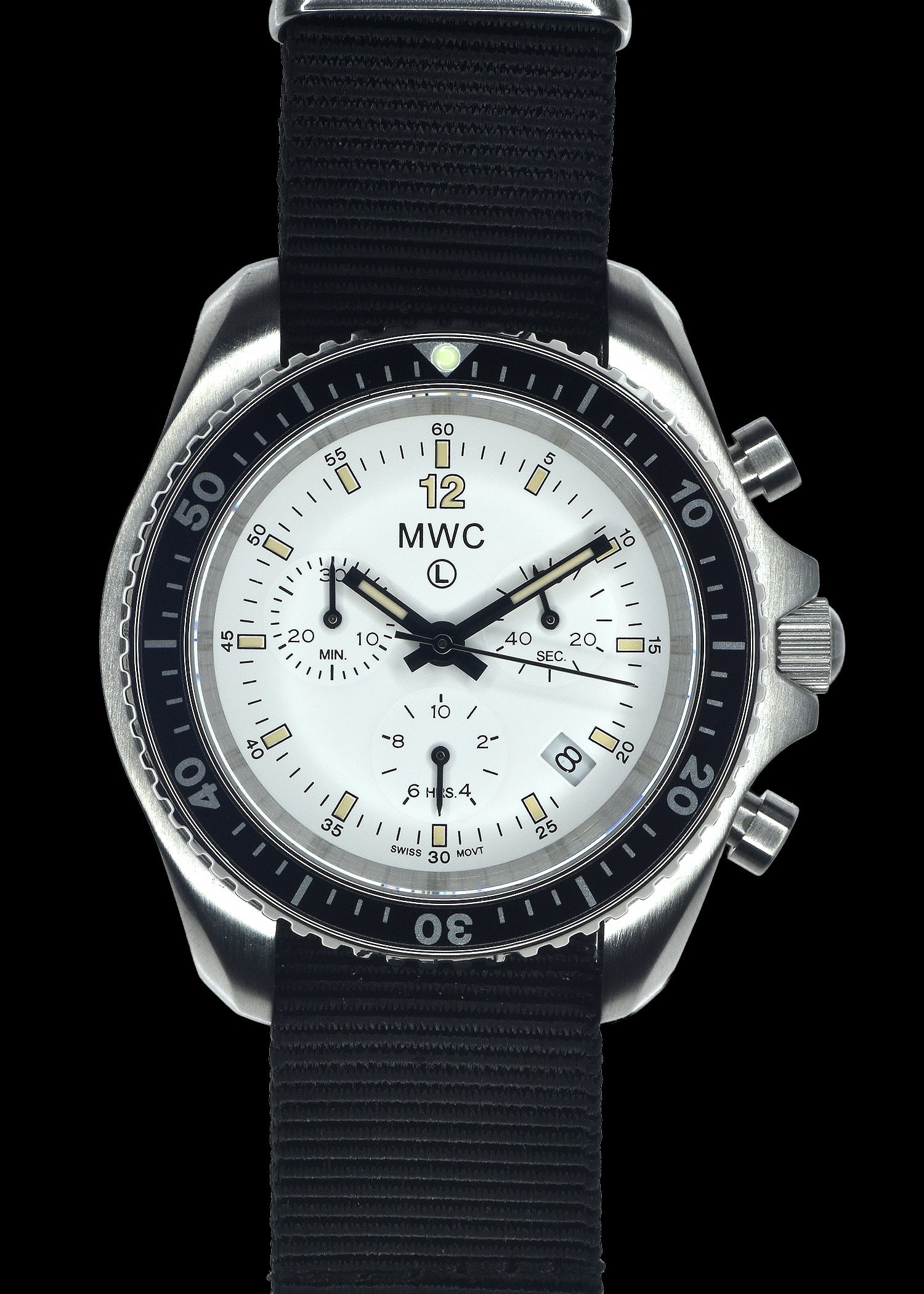 MWC NATO Pattern Stainless Steel Military Pilots Chronograph with Sapphire Crystal and Swiss Ronda Movement