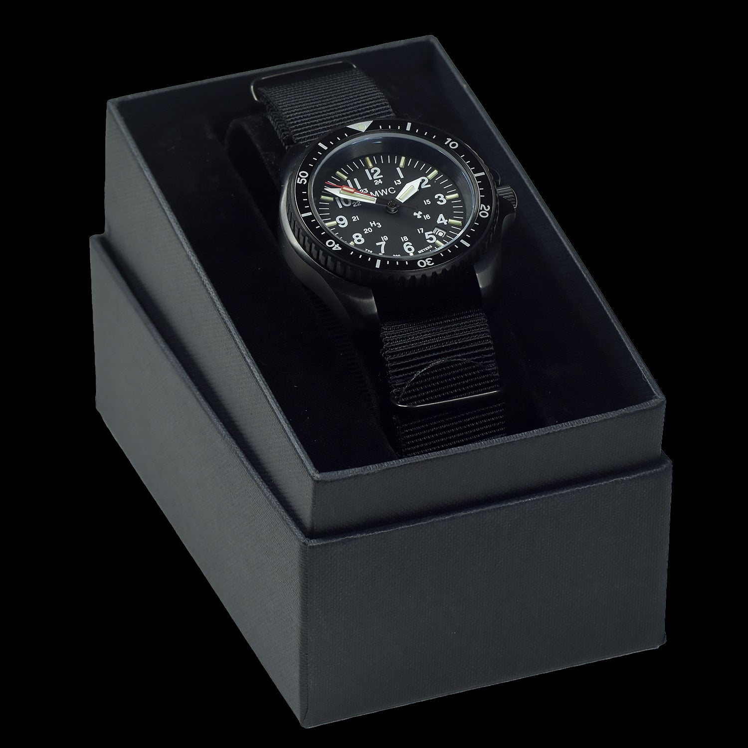 MWC Automatic Black PVD Military Divers Watch  - Tritium / GTLS Illumination and Sapphire Crystal