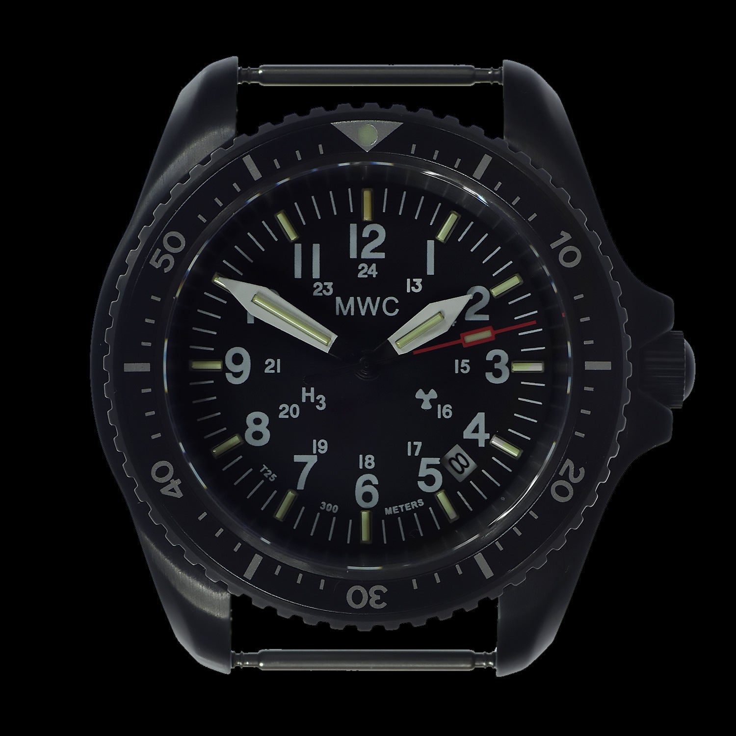 MWC Automatic Black PVD Military Divers Watch  - Tritium / GTLS Illumination and Sapphire Crystal
