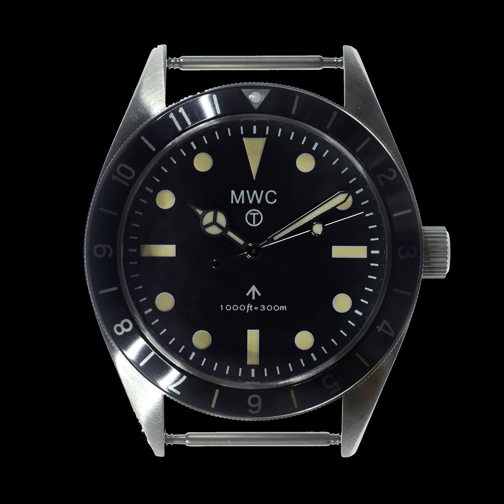 MWC Classic 1960s Pattern Dual Time Zone Divers Watch with Retro Luminova Paint and a Hybrid Mechanical/Quartz Movement